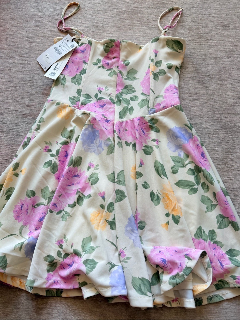 Zara Cream Floral Mini Corset Dress Small - Picture 7 of 7